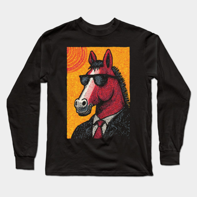 Dapper Horse in Sunglasses Long Sleeve T-Shirt by TuncGK