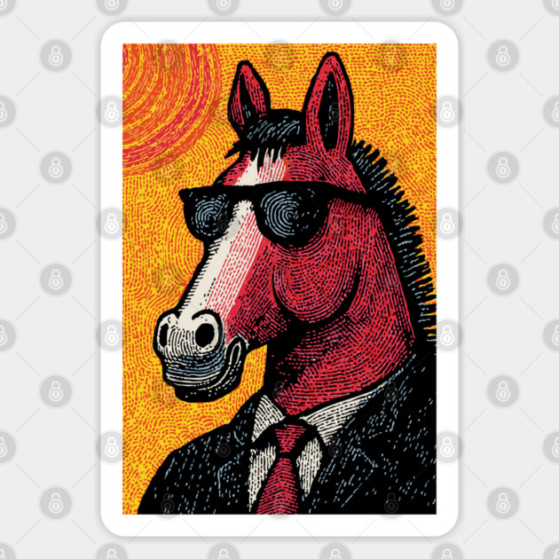 Dapper Horse in Sunglasses Sticker by TuncGK