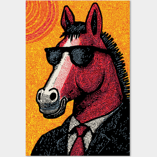 Dapper Horse in Sunglasses Wall Art by TuncGK
