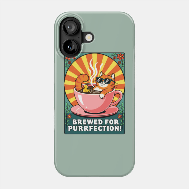Brewed for Purrfection! Chill Coffee Cat Pun Phone Case by enrynz