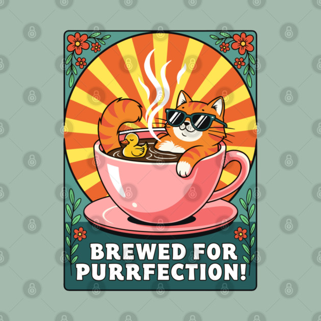 Brewed for Purrfection! Chill Coffee Cat Pun by enrynz