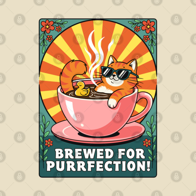 Brewed for Purrfection! Chill Coffee Cat Pun by enrynz