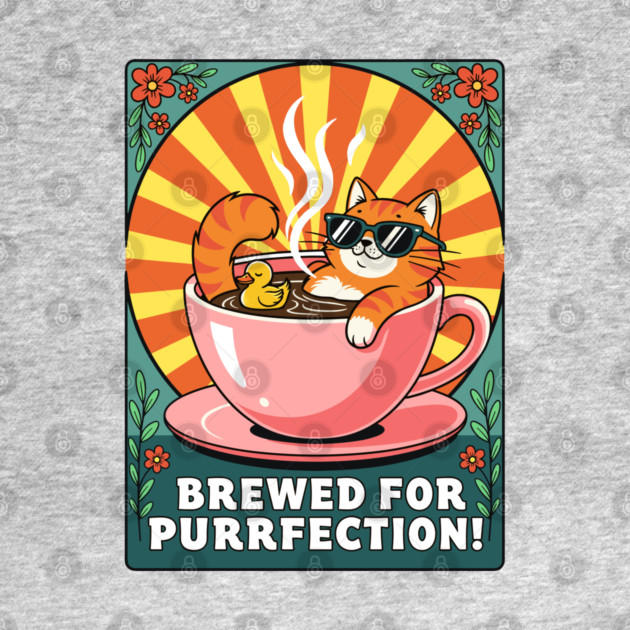 Brewed for Purrfection! Chill Coffee Cat Pun by Digironin