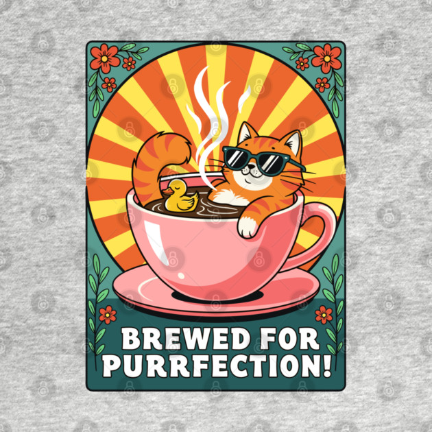 Brewed for Purrfection! Chill Coffee Cat Pun by enrynz