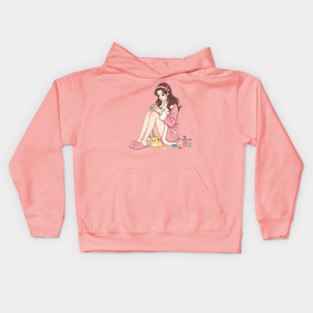 Cozy Kawaii Girl and Cute Dog Kids Hoodie