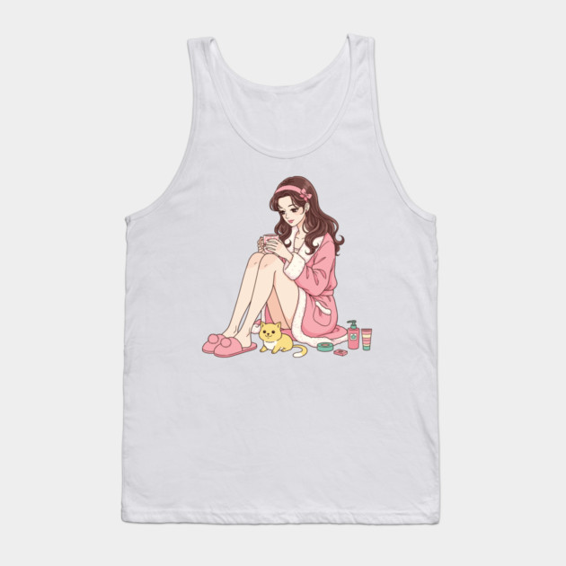 Cozy Kawaii Girl and Cute Dog Tank Top by enrynz