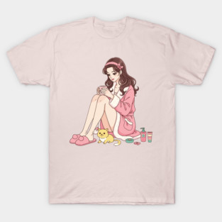 Cozy Kawaii Girl and Cute Dog T-Shirt