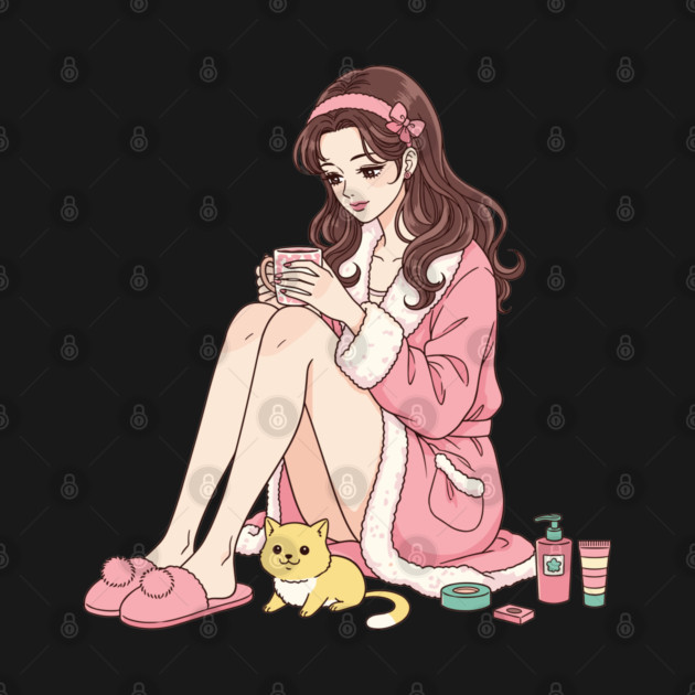 Cozy Kawaii Girl and Cute Dog by enrynz