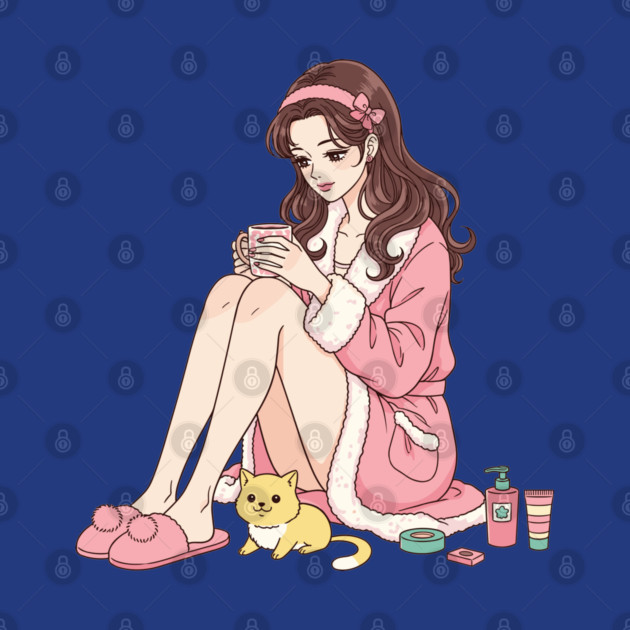 Cozy Kawaii Girl and Cute Dog by enrynz
