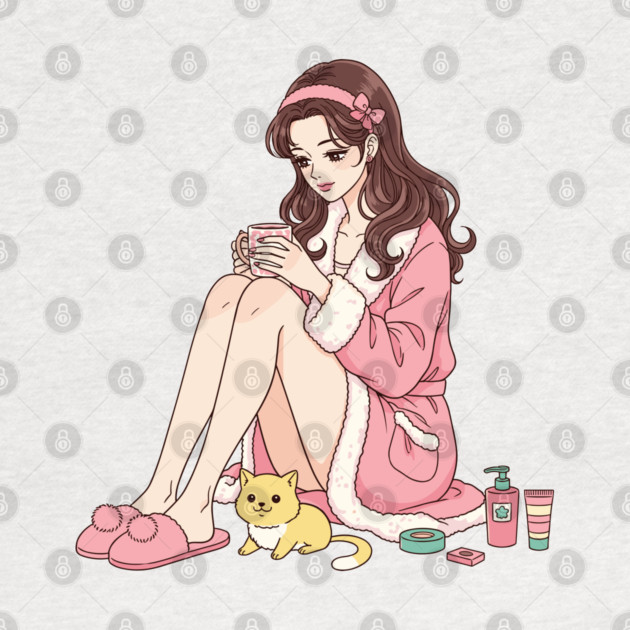 Cozy Kawaii Girl and Cute Dog by enrynz