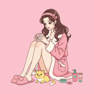 Cozy Kawaii Girl and Cute Dog T-Shirt