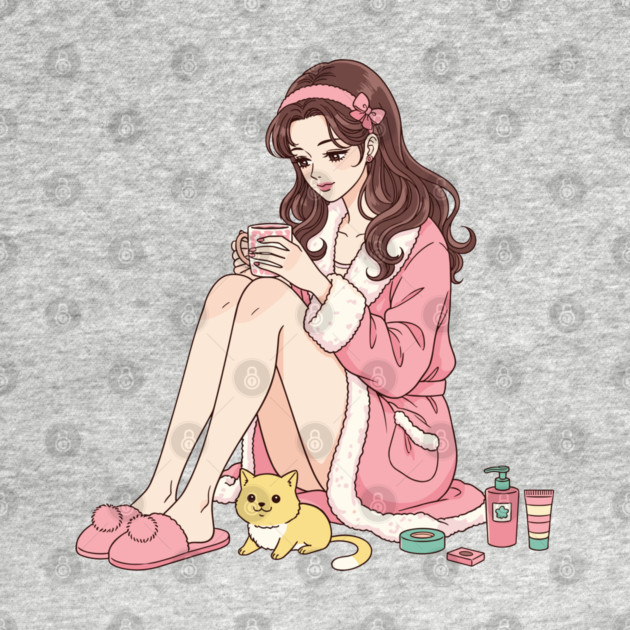 Cozy Kawaii Girl and Cute Dog by enrynz