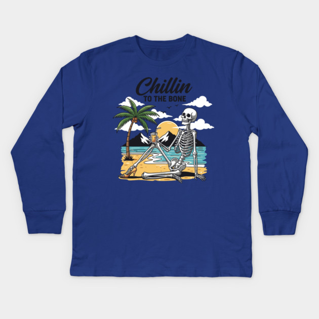 Chillin To The Bone Kids Long Sleeve T-Shirt by enrynz