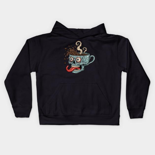 Spooky Skull Coffee Mug Kids Hoodie by enrynz