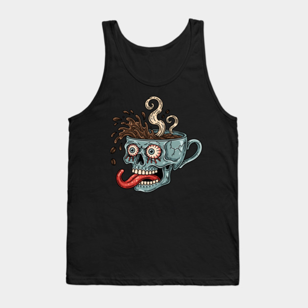 Spooky Skull Coffee Mug Tank Top by enrynz
