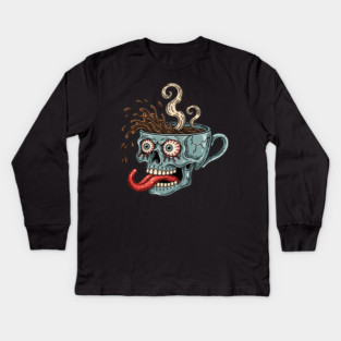 Spooky Skull Coffee Mug Kids Long Sleeve T-Shirt