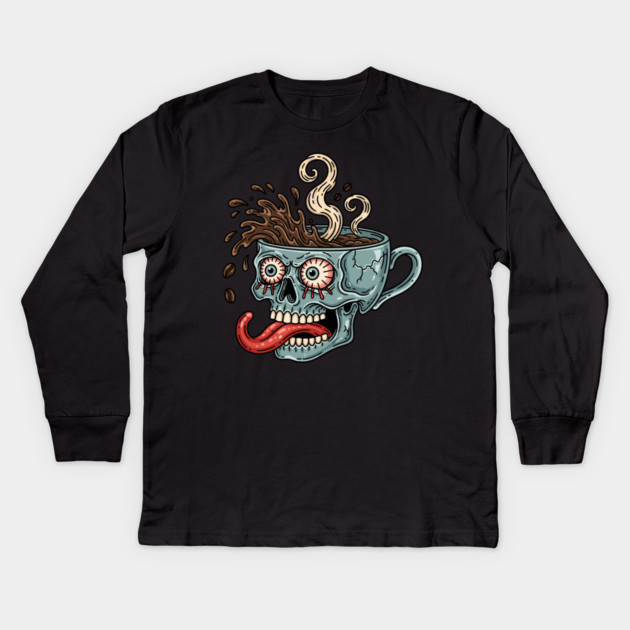 Spooky Skull Coffee Mug Kids Long Sleeve T-Shirt by enrynz