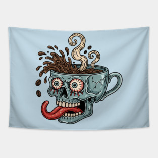Spooky Skull Coffee Mug Tapestry