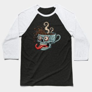 Spooky Skull Coffee Mug Baseball T-Shirt