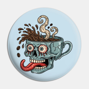 Spooky Skull Coffee Mug Pin