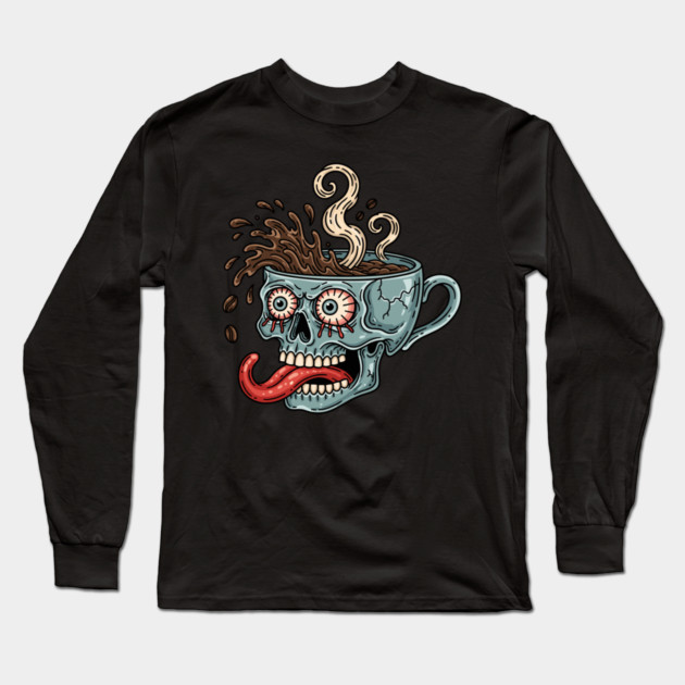 Spooky Skull Coffee Mug Long Sleeve T-Shirt by enrynz