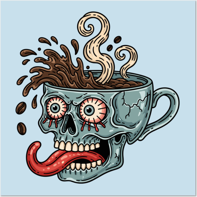Spooky Skull Coffee Mug Wall Art by Digironin