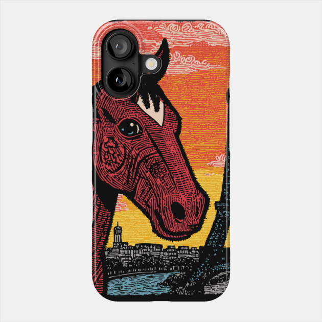 Paris Horse - Eiffel Tower Vintage Art Phone Case by TuncGK