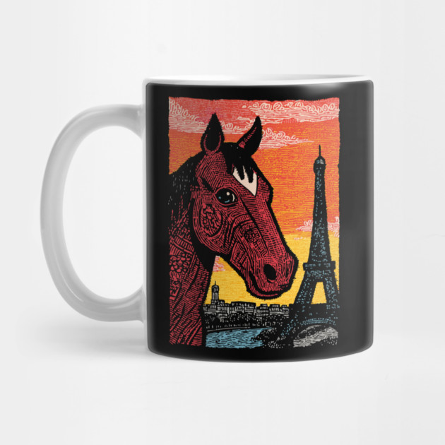 Paris Horse - Eiffel Tower Vintage Art by TuncGK