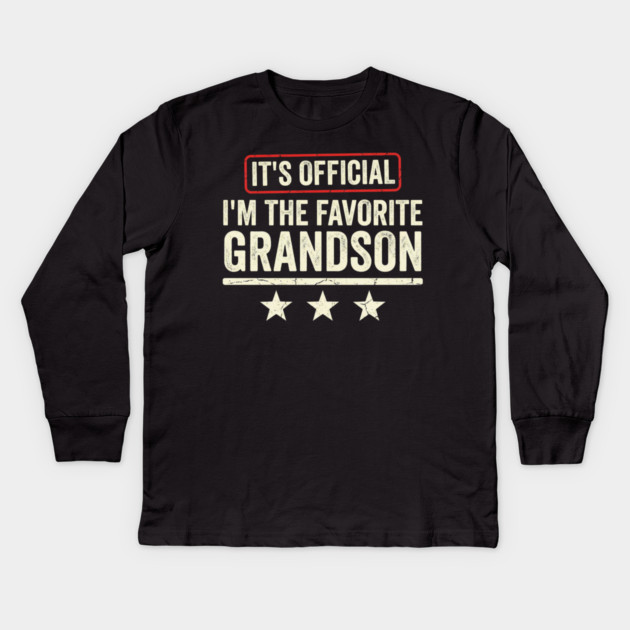 It’s Official I’m The Favorite Grandson Funny Family Gift Kids Long Sleeve T-Shirt by ArtistTee ⭐⭐⭐⭐⭐