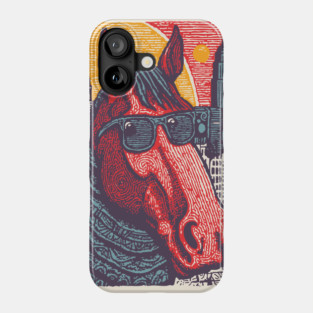 New York City Horse - Woodcut Souvenir Phone Case