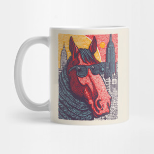 New York City Horse - Woodcut Souvenir Mug