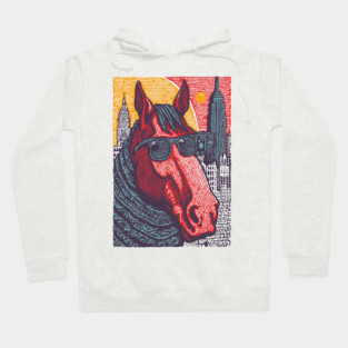 New York City Horse - Woodcut Souvenir Hoodie