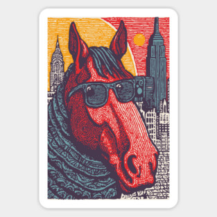 New York City Horse - Woodcut Souvenir Magnet