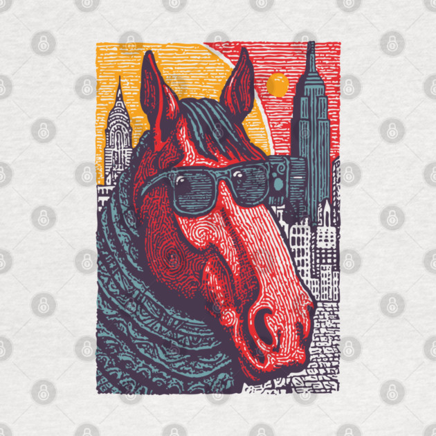 New York City Horse - Woodcut Souvenir by TuncGK