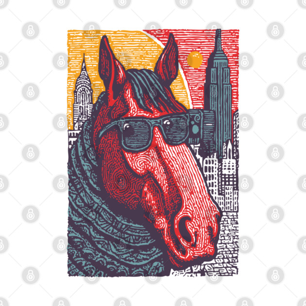 New York City Horse - Woodcut Souvenir by TuncGK