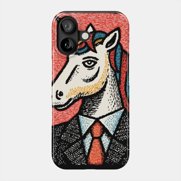Professional Unicorn Gentleman - Pop Art Linocut Phone Case by TuncGK