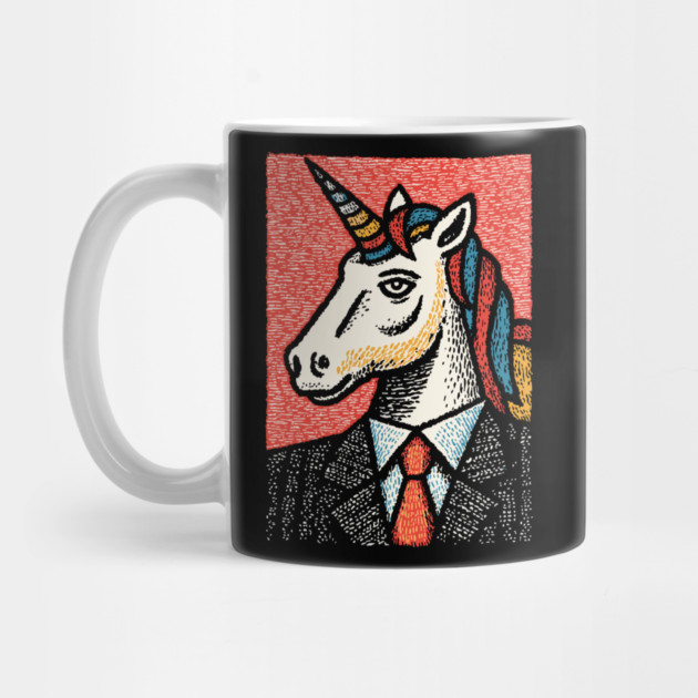 Professional Unicorn Gentleman - Pop Art Linocut by TuncGK