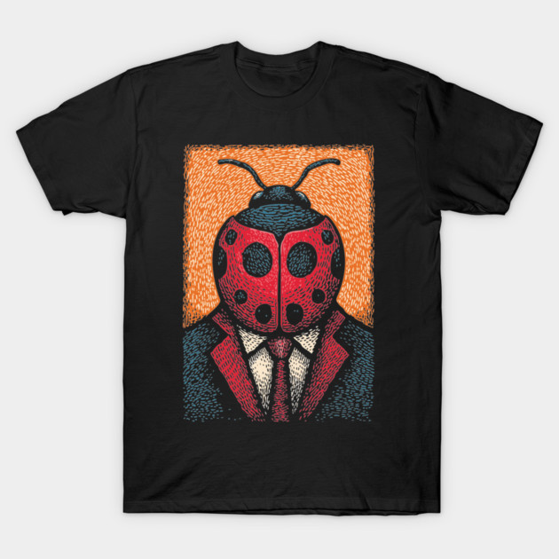 Dapper Ladybug Gentleman - Pop Art Linocut T-Shirt by TuncGK