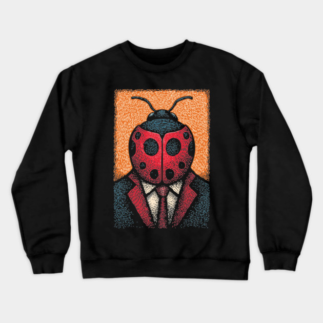 Dapper Ladybug Gentleman - Pop Art Linocut Crewneck Sweatshirt by TuncGK