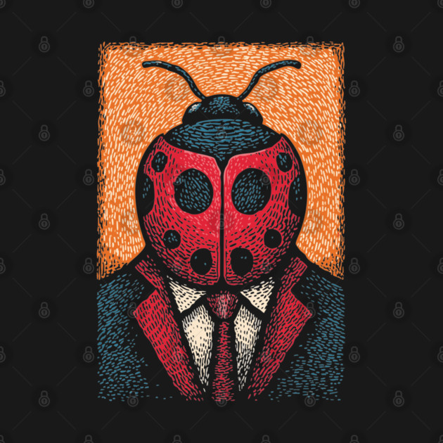 Dapper Ladybug Gentleman - Pop Art Linocut by TuncGK