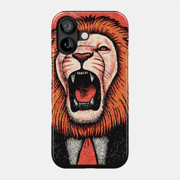 Fierce Lion Boss in Suit - Pop Art Linocut Phone Case by TuncGK