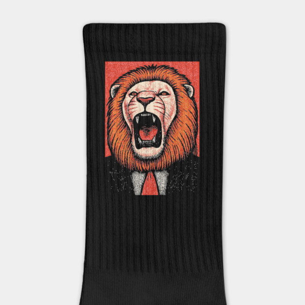 Fierce Lion Boss in Suit - Pop Art Linocut by TuncGK