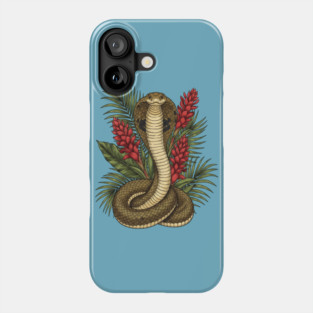 King Cobra Snake Rising Among Red Flowers Phone Case