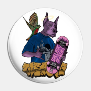 Crazy Dog with Skateboard Pin