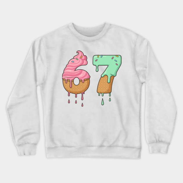 Sweet Scoop 67 – Drippy Ice Cream Cone Design Crewneck Sweatshirt by Shit Post Hero