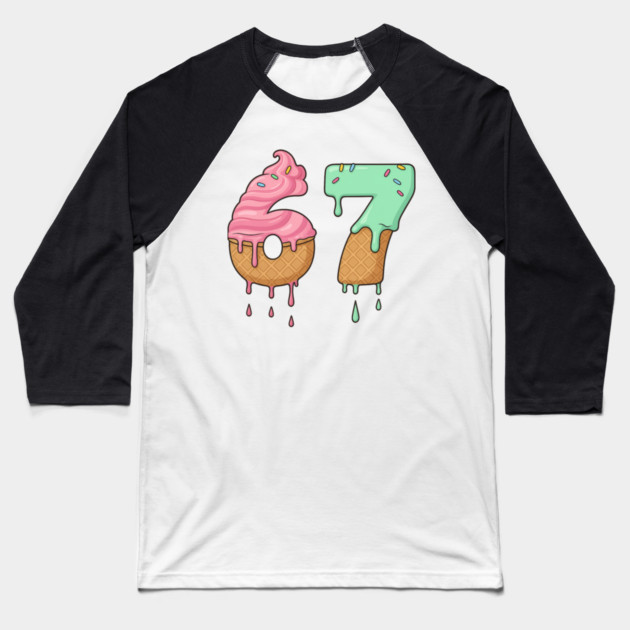 Sweet Scoop 67 – Drippy Ice Cream Cone Design Baseball T-Shirt by Shit Post Hero