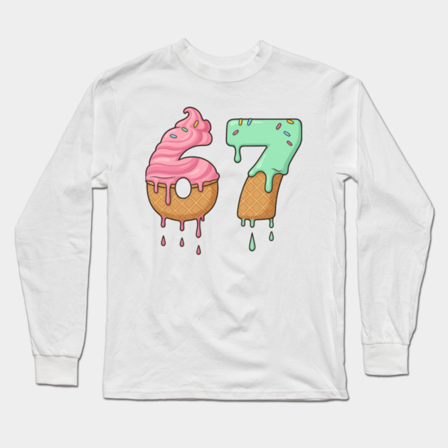 Sweet Scoop 67 – Drippy Ice Cream Cone Design Long Sleeve T-Shirt by Shit Post Hero