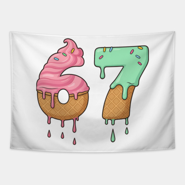 Sweet Scoop 67 – Drippy Ice Cream Cone Design Tapestry by Shit Post Hero