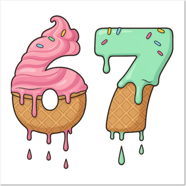 Sweet Scoop 67 – Drippy Ice Cream Cone Design Wall Art by Shit Post Hero