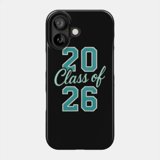 Class of 2026 – Retro Graduation Year Teal Varsity Numbers Senior 26 Phone Case